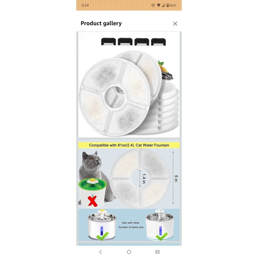 Pet Water Fountain Filters, 12 Pieces Set Pack of 8 Replacement Filter Monsin
